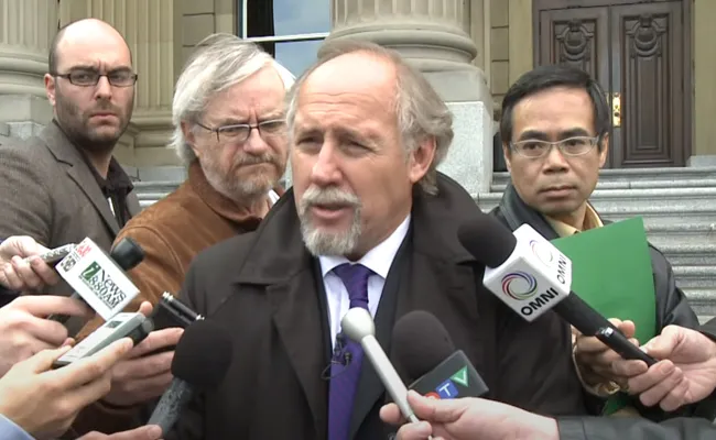 photo of Brian Beresh, Edmonton Criminal Defense lawyer for Greenpeace (image from 2009 video clip)